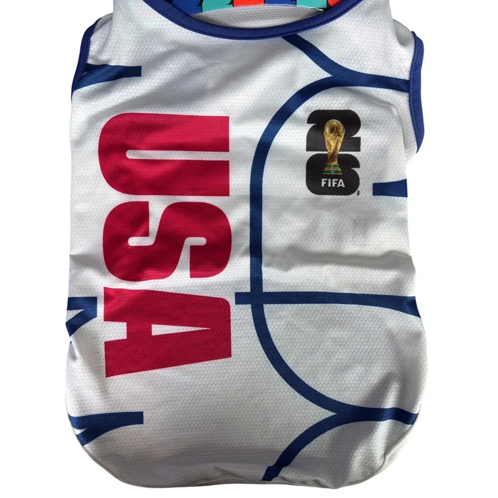FIFA USA Dog T-shirt World Cup 26 Official Licensed Pet Jersey White Large